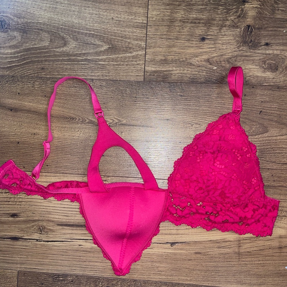 Momanda Nursing Bra  Vibrant Pink Lace
